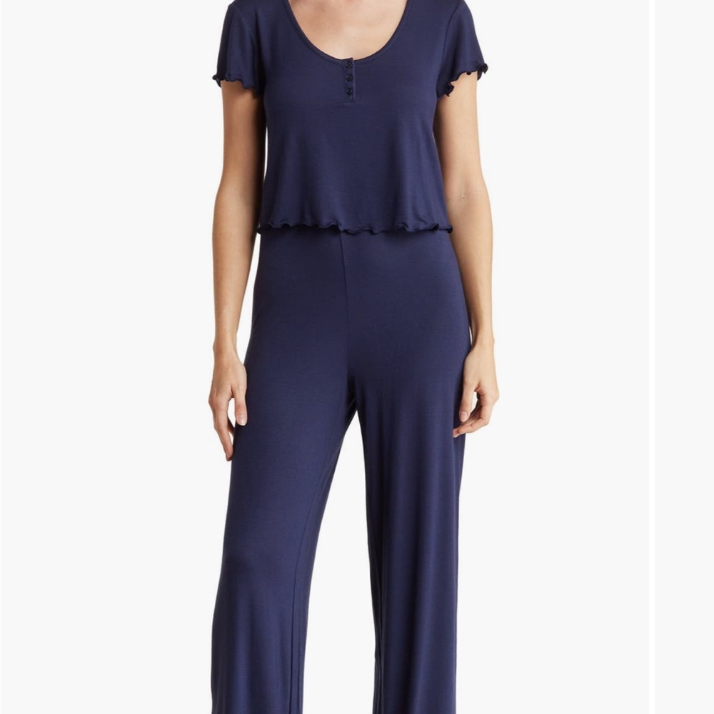 Elegant Navy Blue Pajama Set